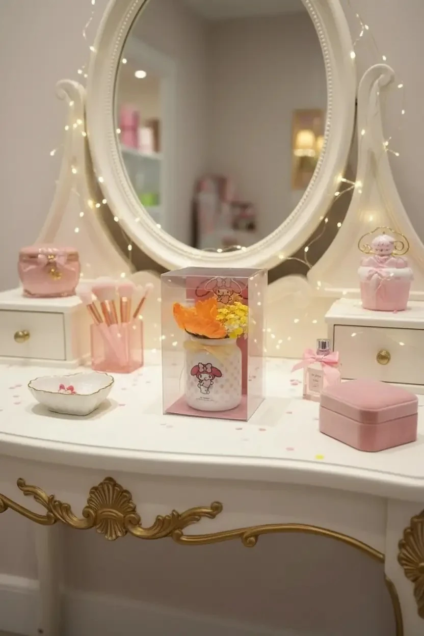 Sanrio Lisanslı My Melody Oda Parfümü ve Süs Seti - Seramik Şişeli Dekoratif Oda Kokusu ve Figür