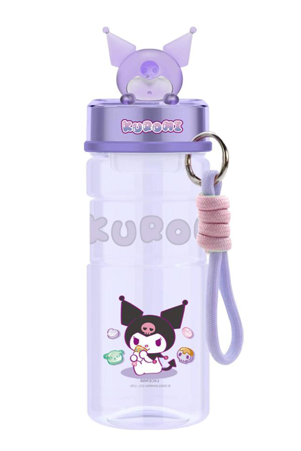 Sanrio Lisanslı Kuromi Tatlı Fabrikası Serisi Süslemeli ve Askılı Şişe 610mL