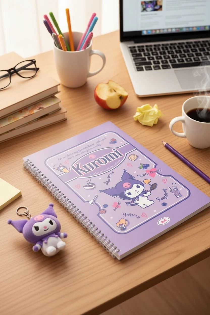 Sanrio Lisanslı Kuromi Retro Koleksiyonu A4 PP Tel Ciltli Kitap (60 Sayfa)