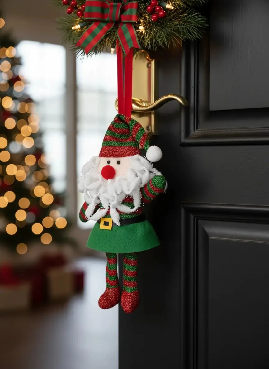 Askılı Figürlü Yılbaşı Süsü – Dekoratif Ve Yumuşak Kapı Süsü 25 Cm