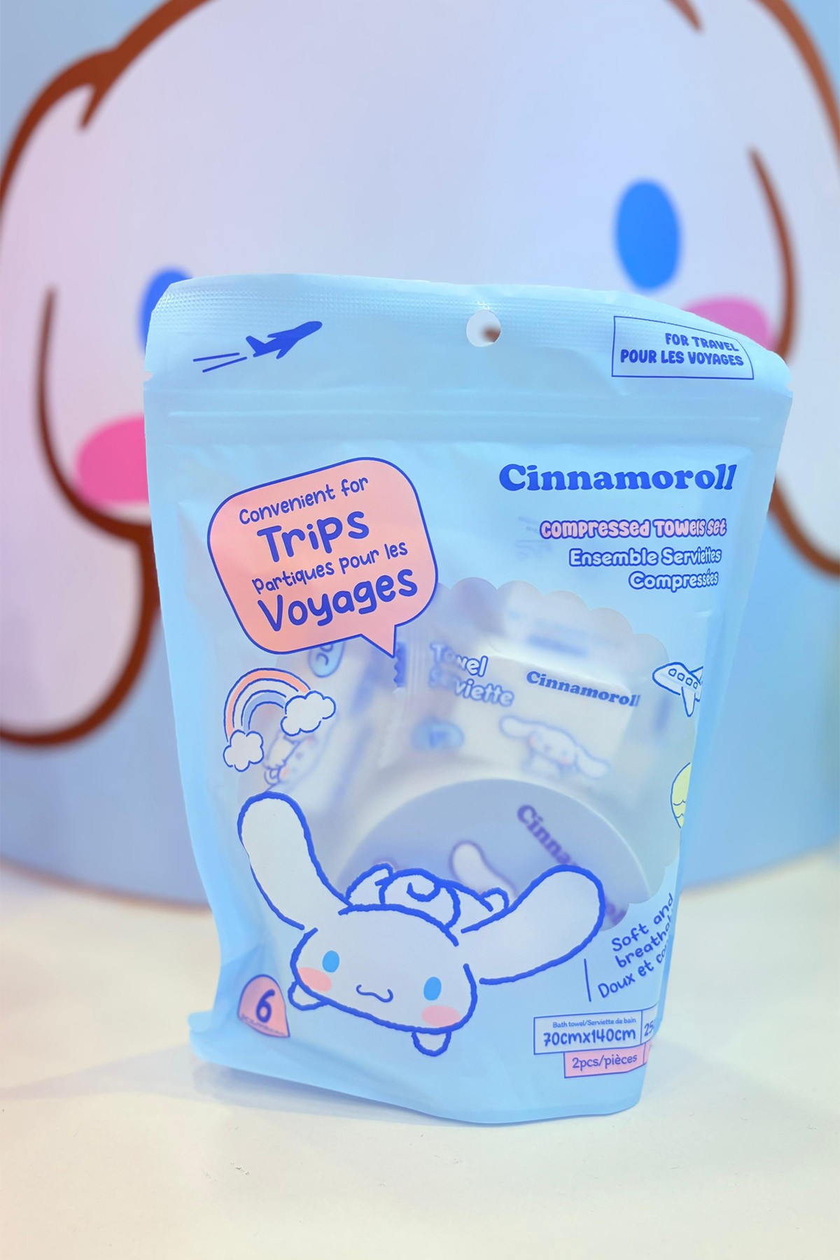 Sanrio Lisanslı Cinnamoroll Sıkıştırılmış Havlu Seti