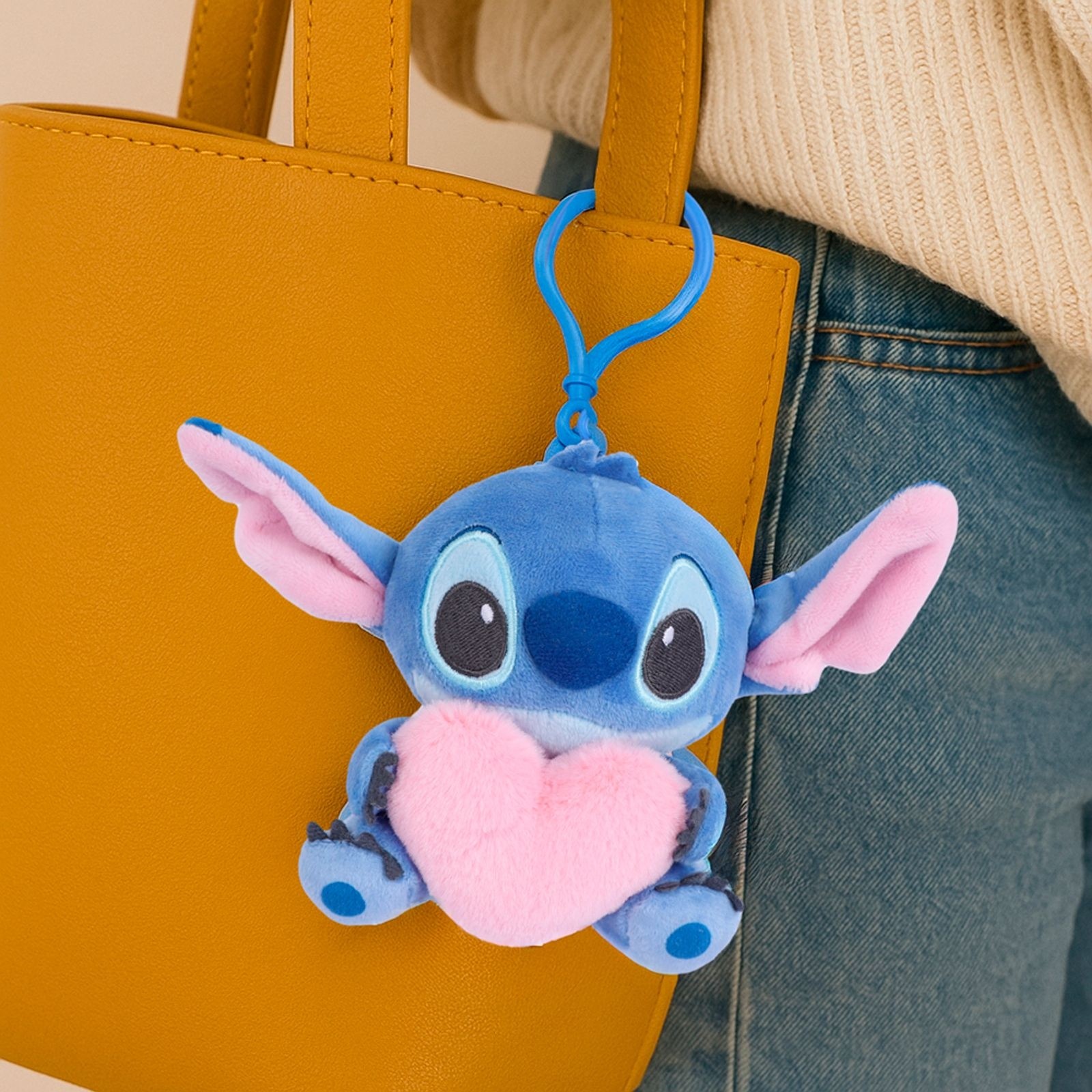 Disney Lilo&Stitch Lisanslı Kalp Figürlü Peluş Çanta Süsü Anahtarlık - Stitch
