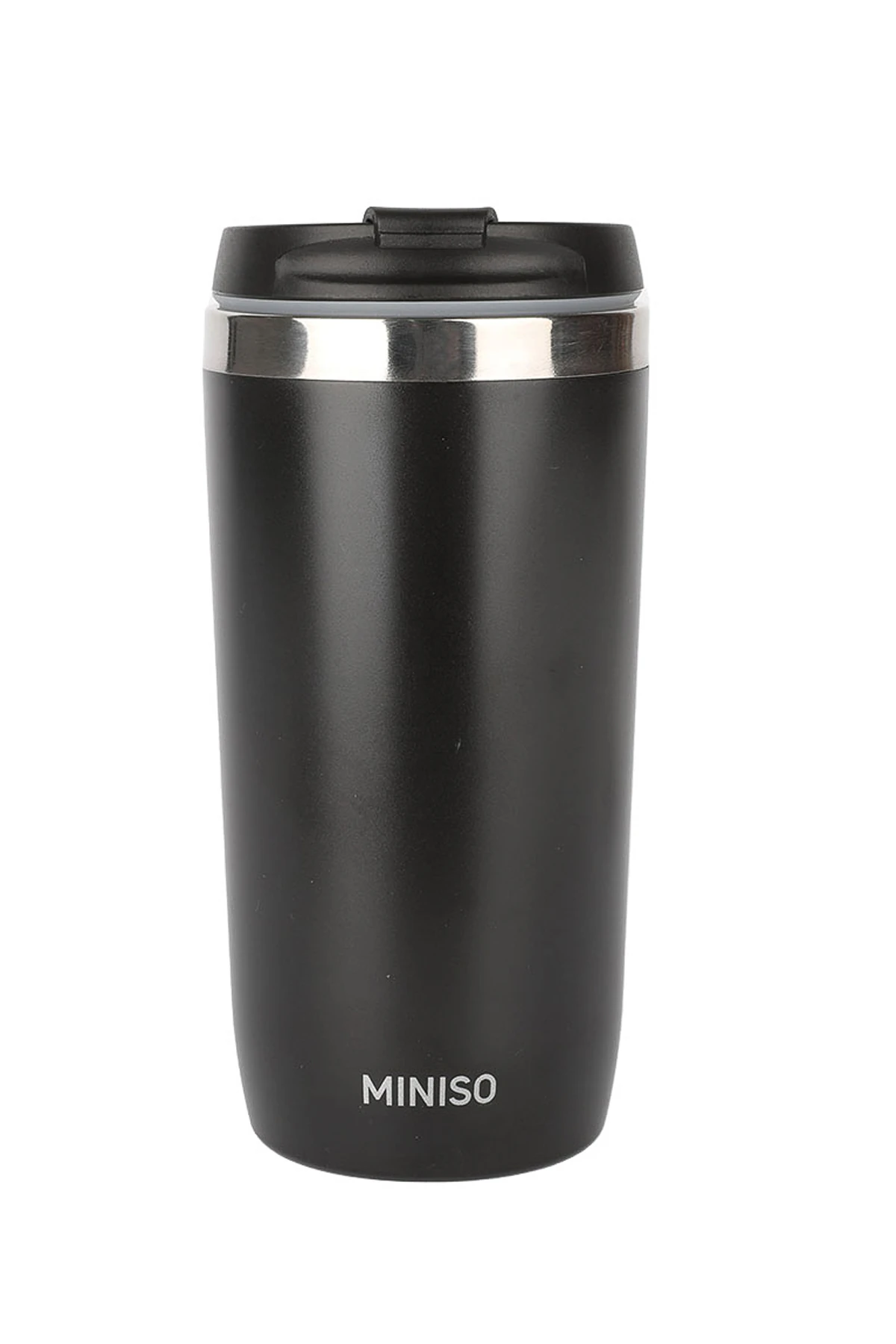 Miniso Lisanslı Kahve Serisi Çift Cidarlı 304 Paslanmaz Çelik Termos Bardak – Siyah Sızdırmaz Matara 470 ml