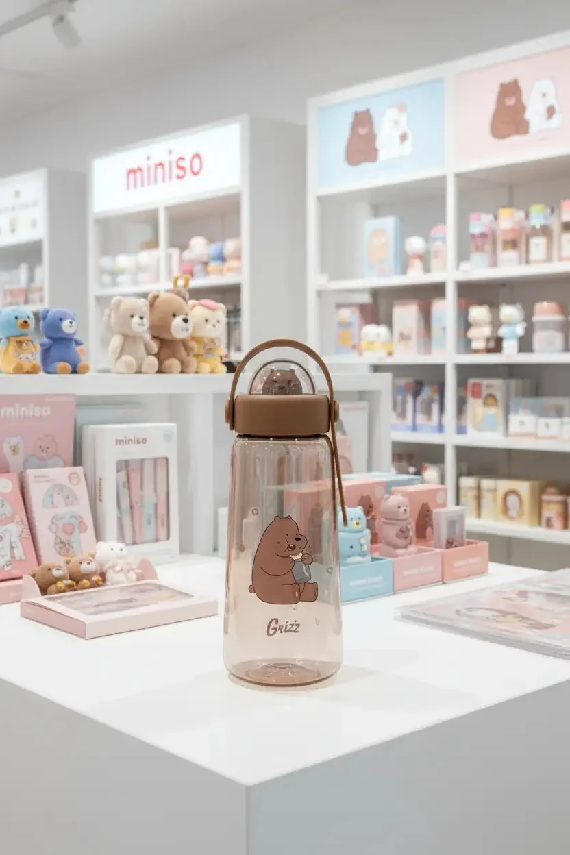 We Bare Bears Lisanslı Figürlü Plastik Şişe (600Ml) - Boz Ayı