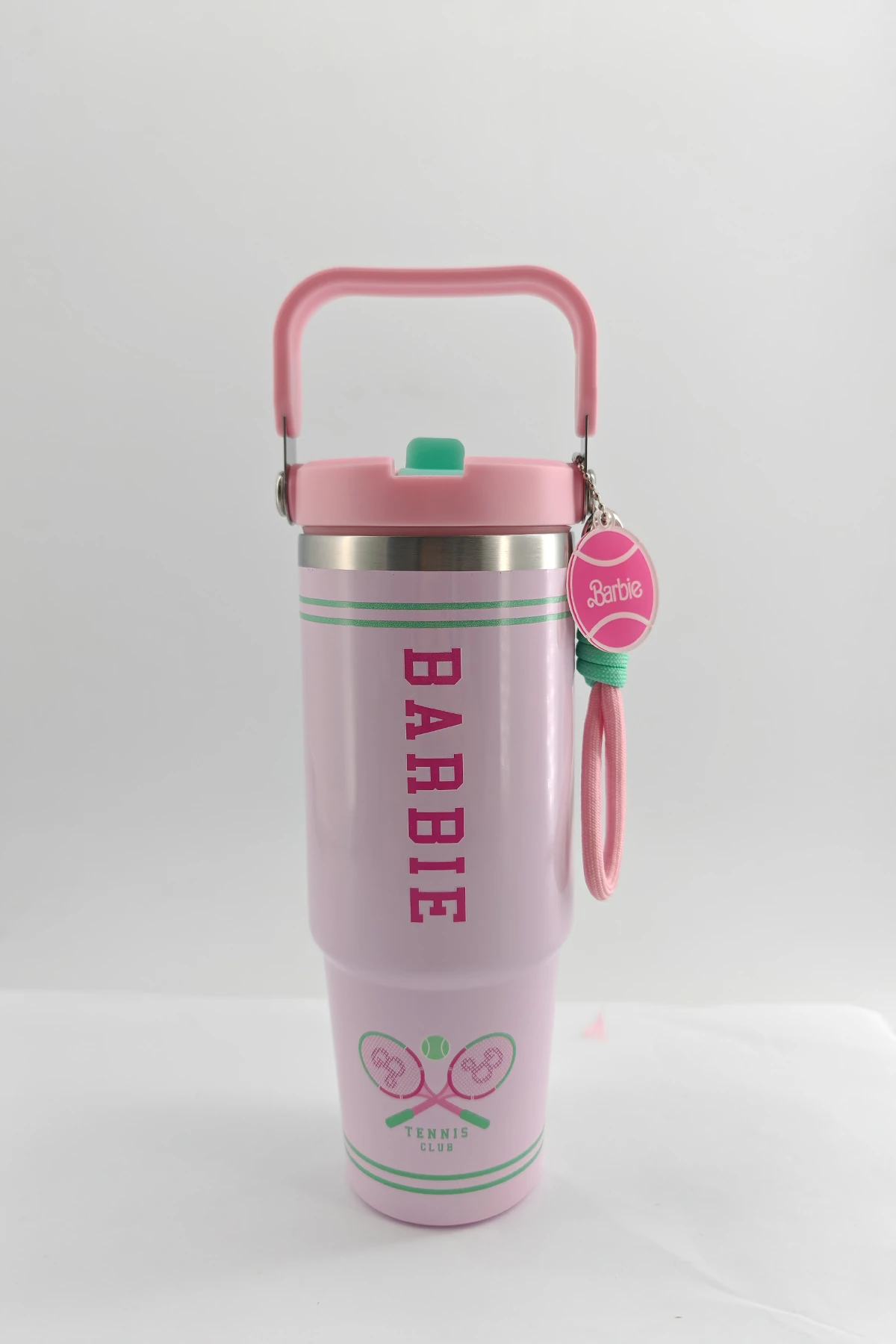 Barbie Lisanslı Çift Cidarlı Pipet ve Tutacaklı Çelik Matara