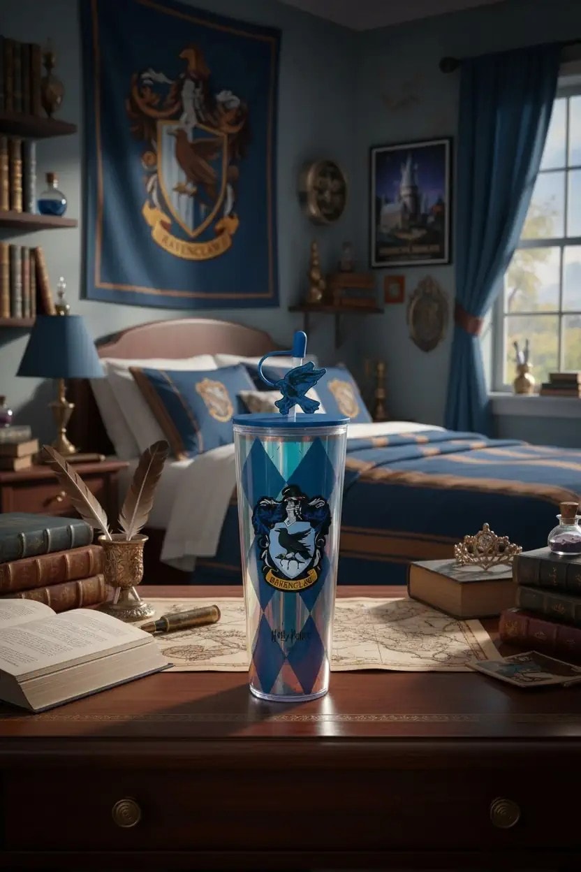Harry Potter Lisanslı Ravenclaw Çift Cidarlı Pipetli Plastik Şişe