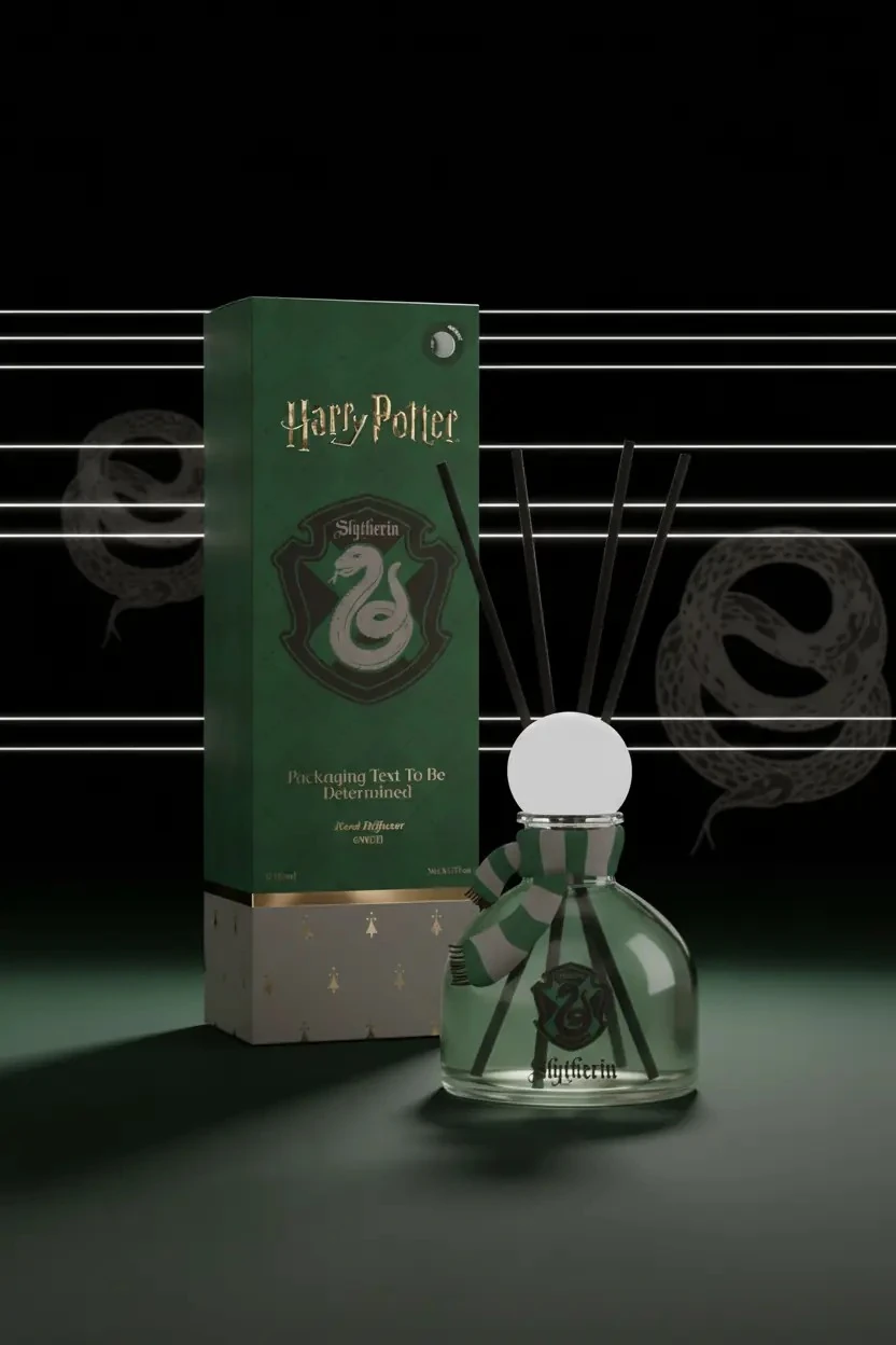 Harry Potter Lisanslı Slytherin Çubuklu Oda Kokusu – Cam Şişe ve Fiber Çubuklu Sofistike Koku Seti