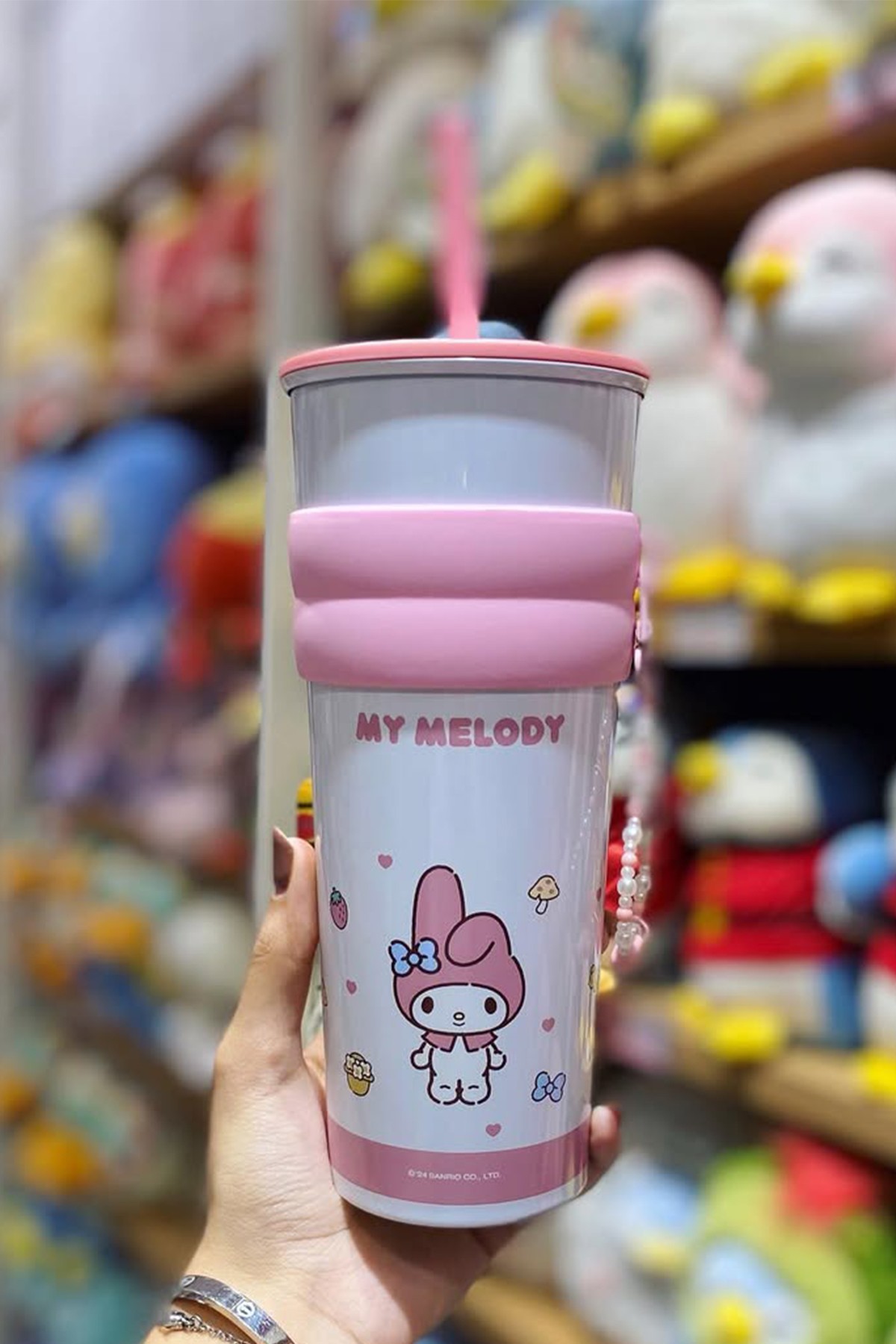 Sanrio Lisanslı Askılı ve Pipetli Paslanmaz Çelik Matara 800 ML