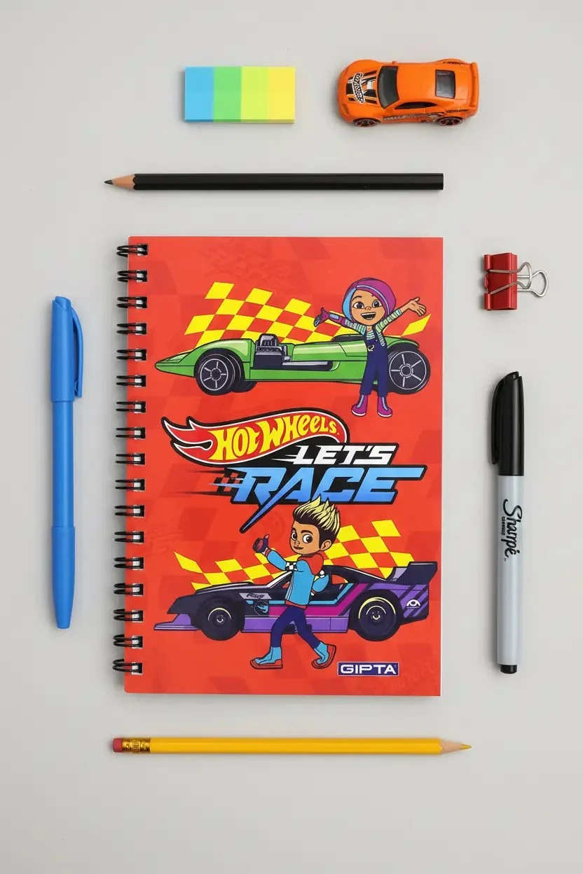 Gıpta Hot Wheels Lisanslı A6 Çizgili Defter – 80 Yaprak Spiralli Kompakt Not Defteri 15 CM