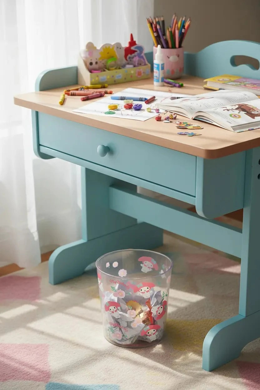 Sanrio Lisanslı Çiçek Desenli PET Şeffaf Çöp Kovası (L) - My Melody