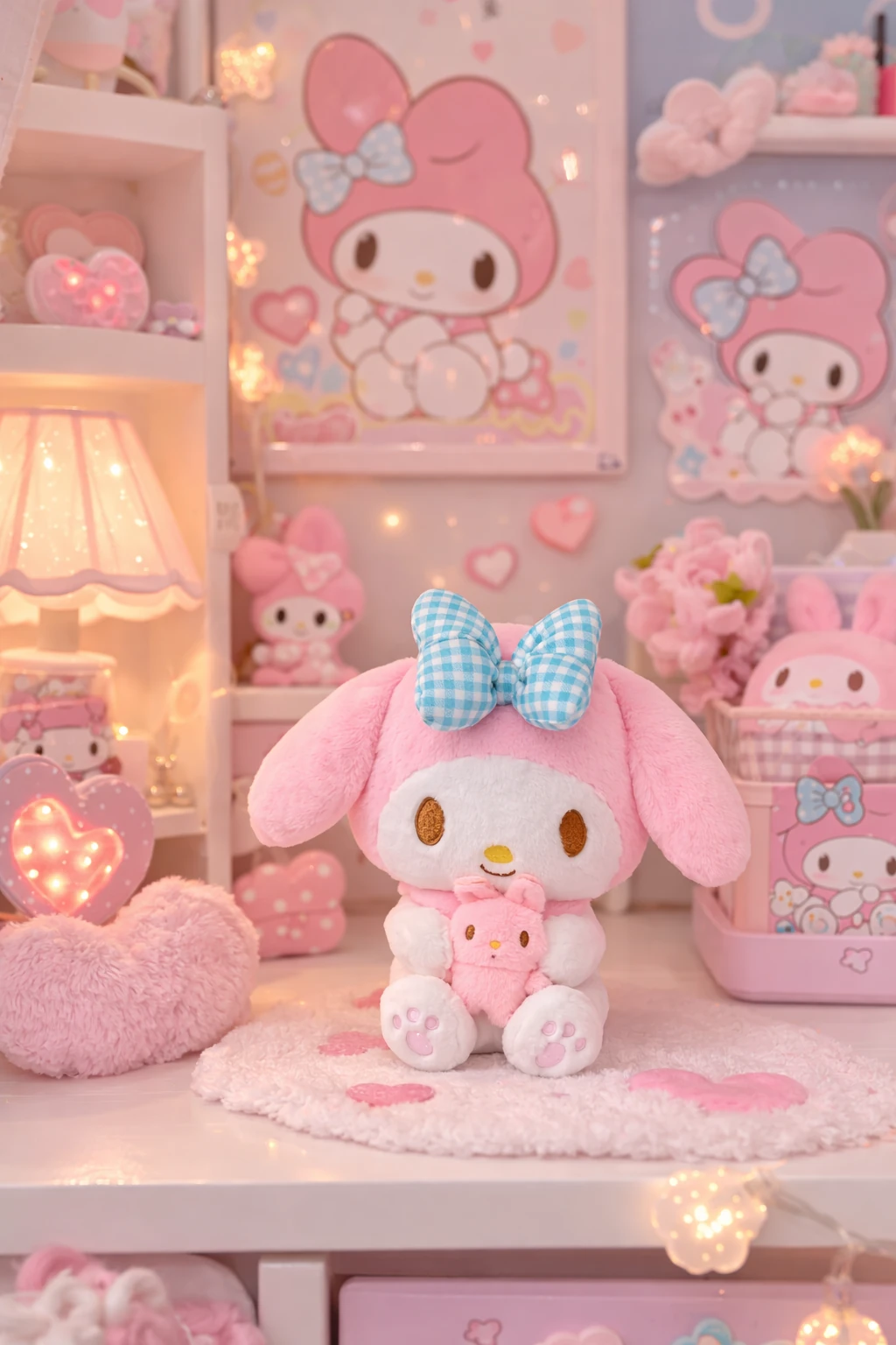 Sanrio Lisanslı My Melody 28 cm Küçük Arkadaşıyla Oturan Peluş Oyuncak