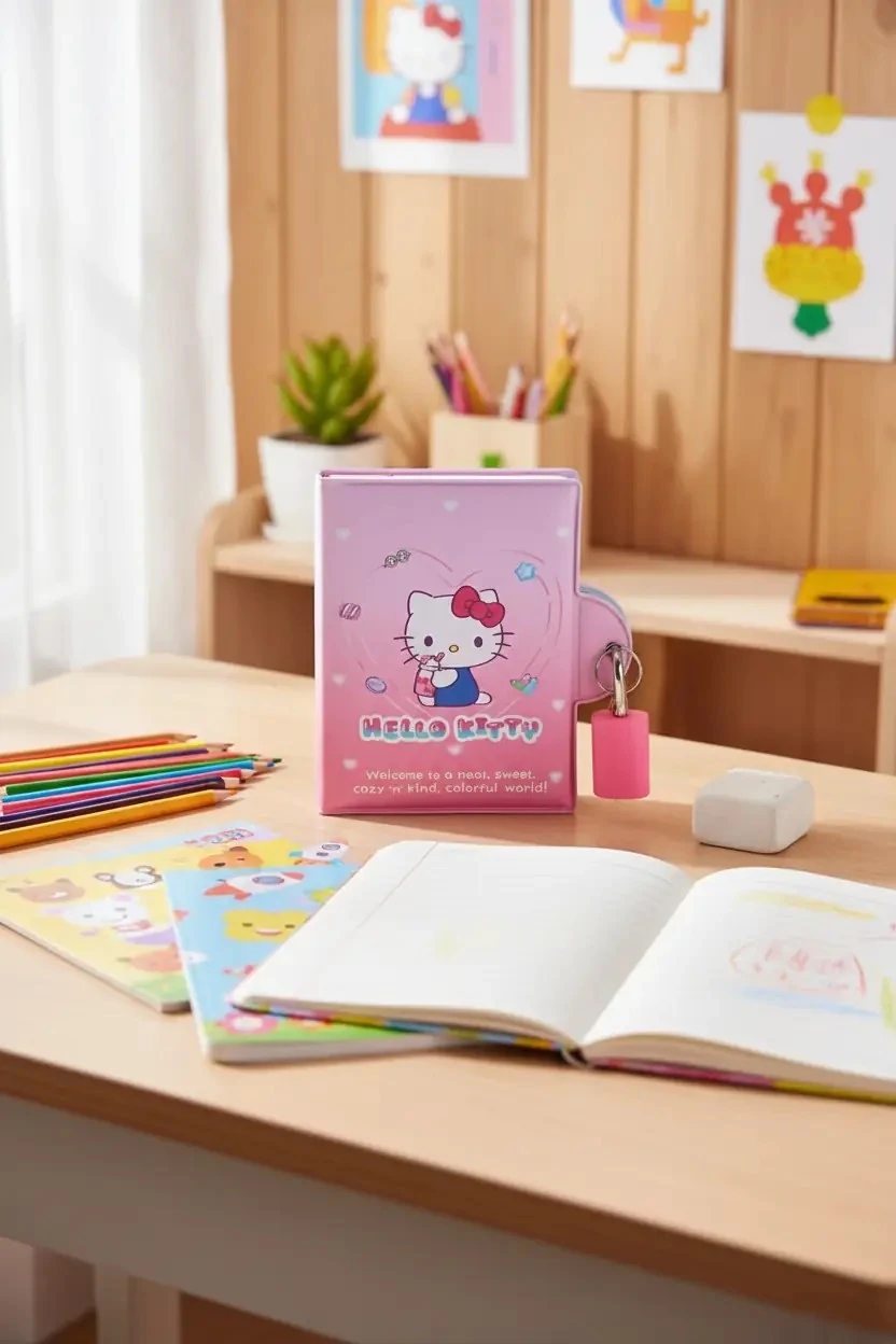 Sanrio Lisanslı Hello Kitty Tatlı Serisi Kilitli Mini Defter 12.5 Cm