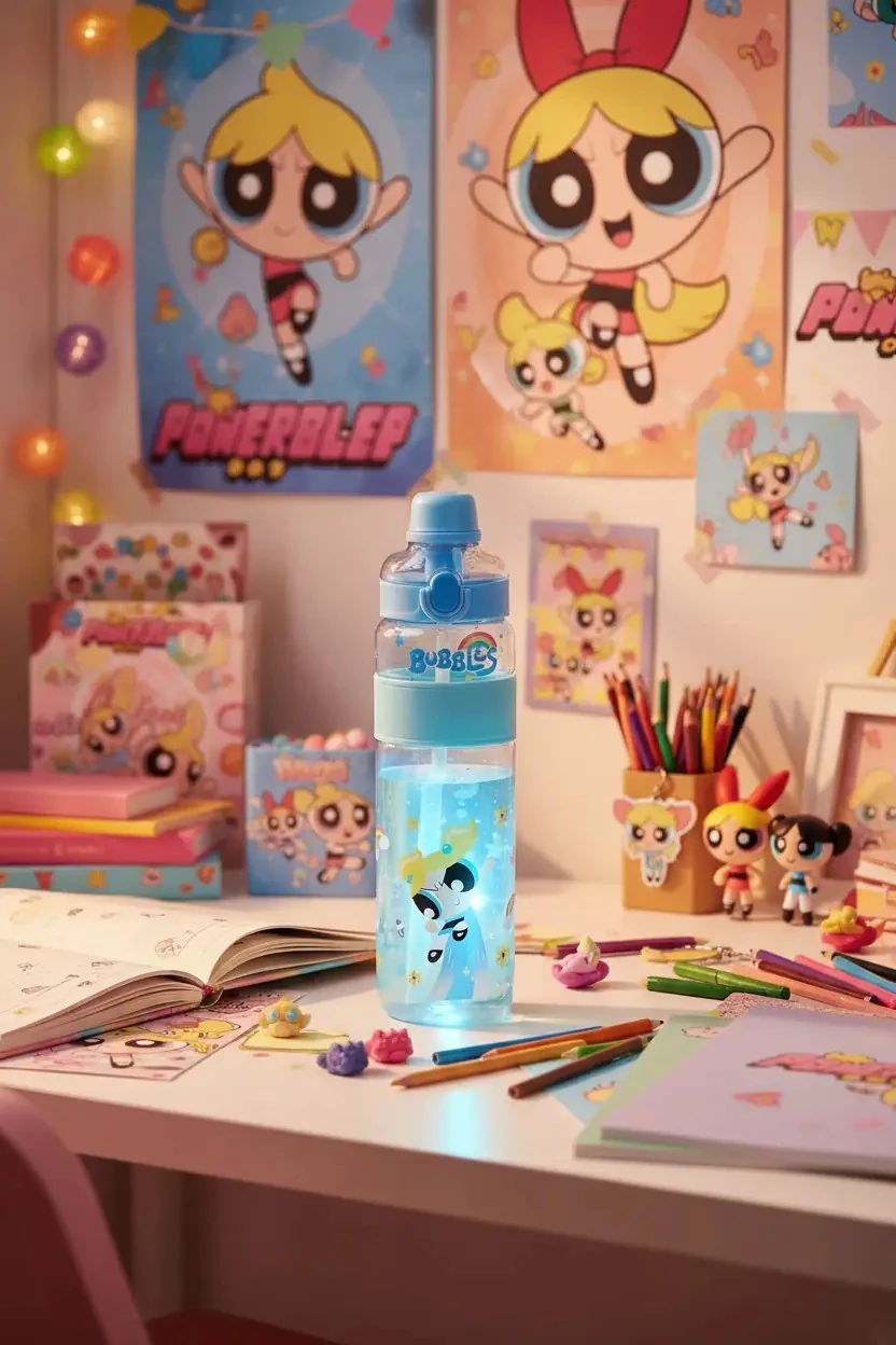 Powerpuff Girls Lisanslı Büyük Kapasiteli Plastik Şişe 1100 Ml - Bubbles