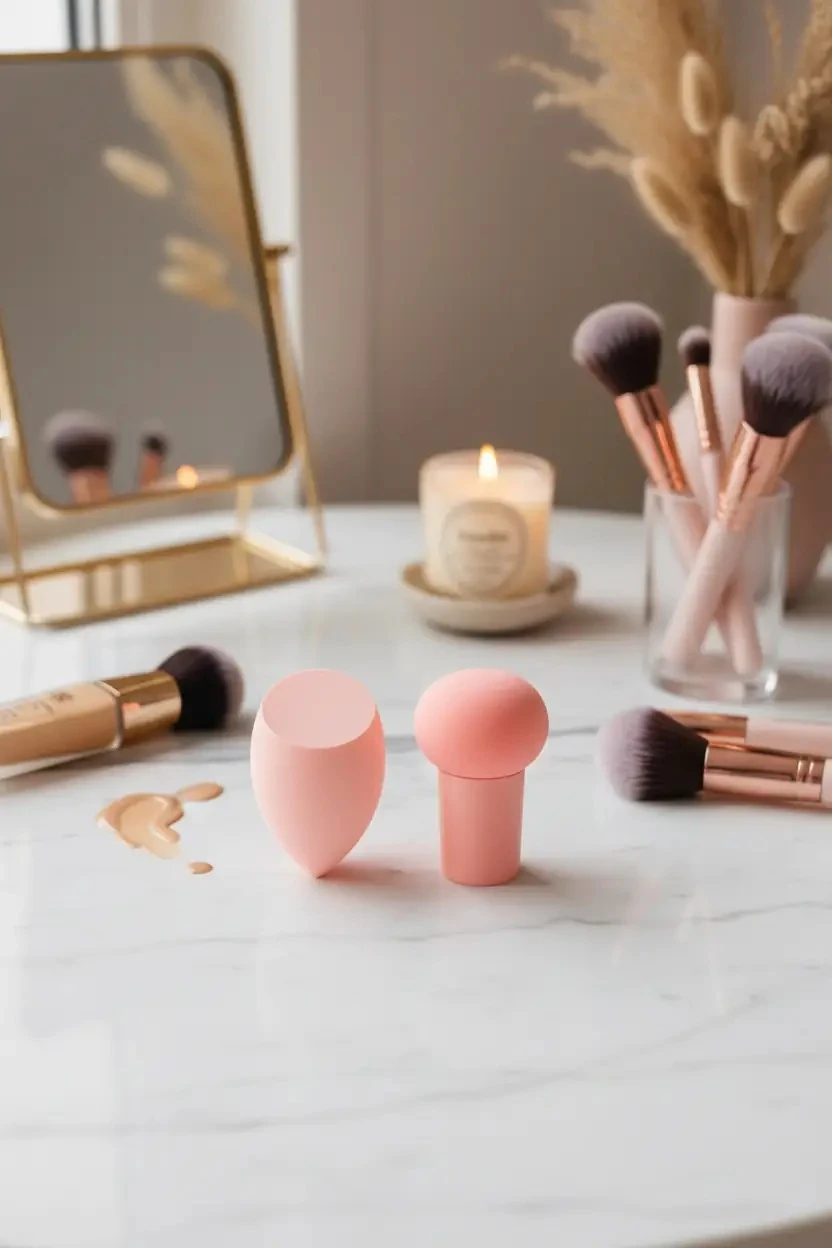 Miniso Lisanslı Şeftali Pembesi Makyaj Süngeri Seti – Pudra ve Fondöten Uyumlu