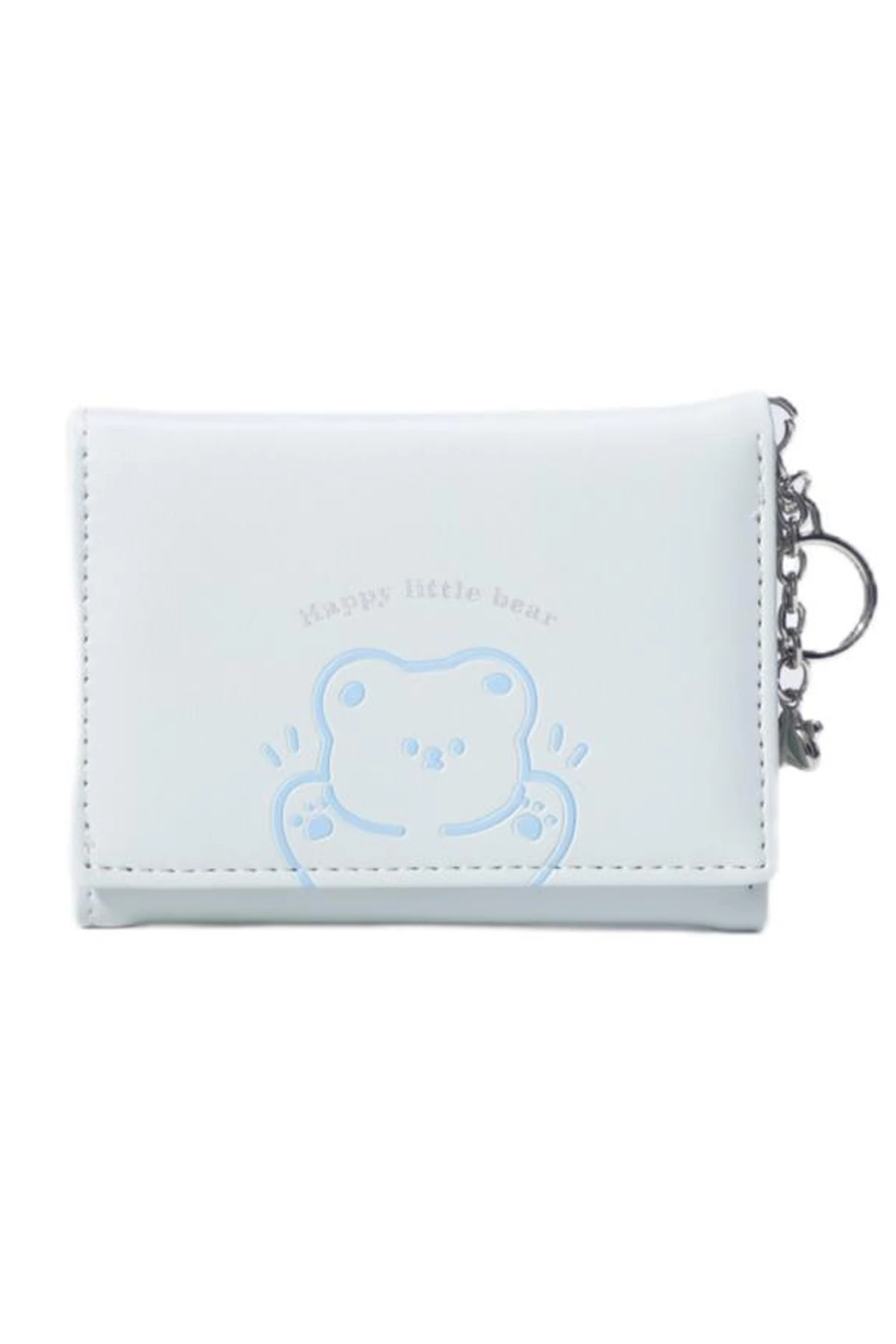 Küçük Ayı Serisi Üç Bölmeli Kadın Cüzdanı (Mavi)