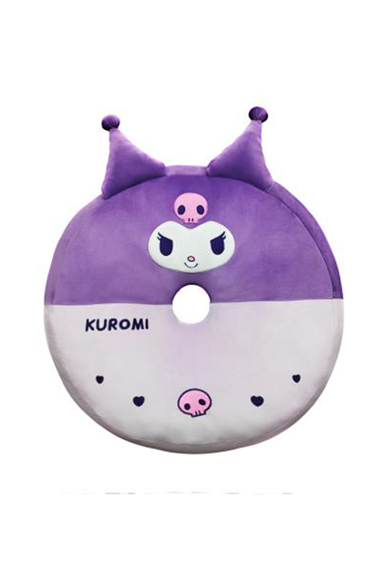 Sanrio Lisanslı Yuvarlak Peluş Yastık - Kuromi