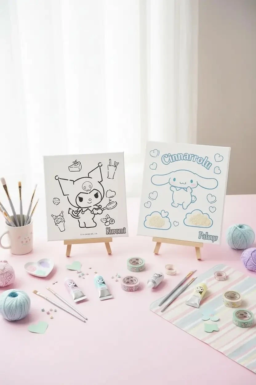 Sanrio Lisanslı Tatlı Koleksiyonu Doku Boyama Seti – Canvas ve Akrilik Boya İçerikli 3D Dokulu Hobi Seti 21.5 Cm