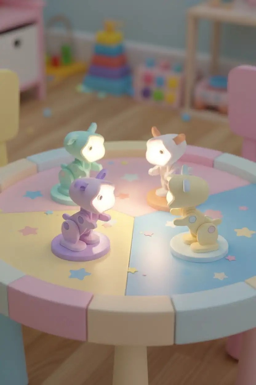 Pastel Renkli Hayvan Şekilli Dekoratif Lamba