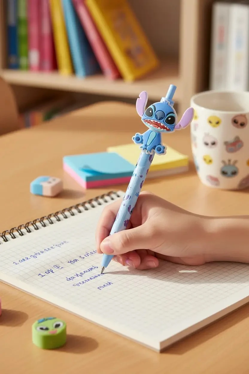 Disney Lisanslı Lilo & Stitch Figürlü Tükenmez Kalem Seti – Masaüstü Standlı ve Dekoratif Yazı Seti