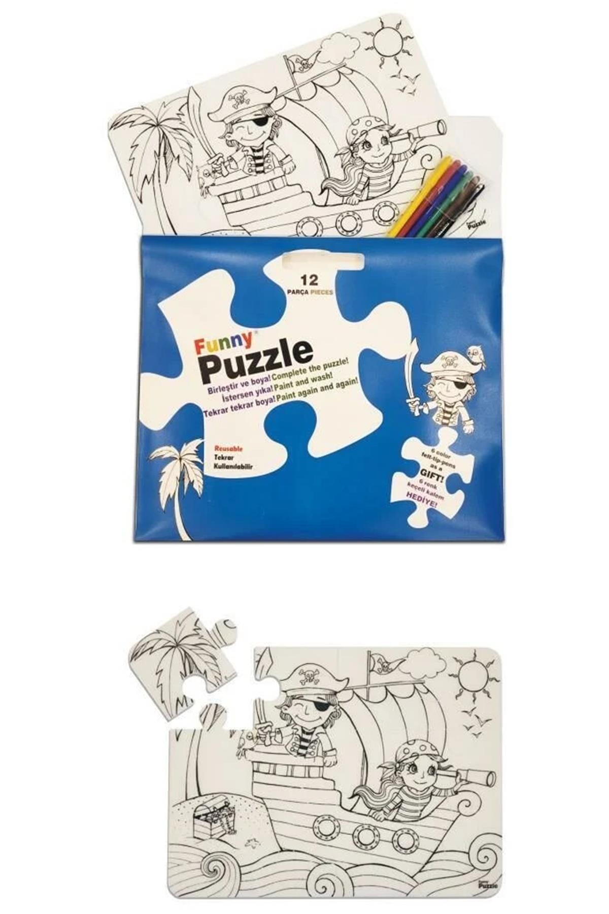 Funny Mat Washable Puzzle - Korsan Adası 30X40Cm