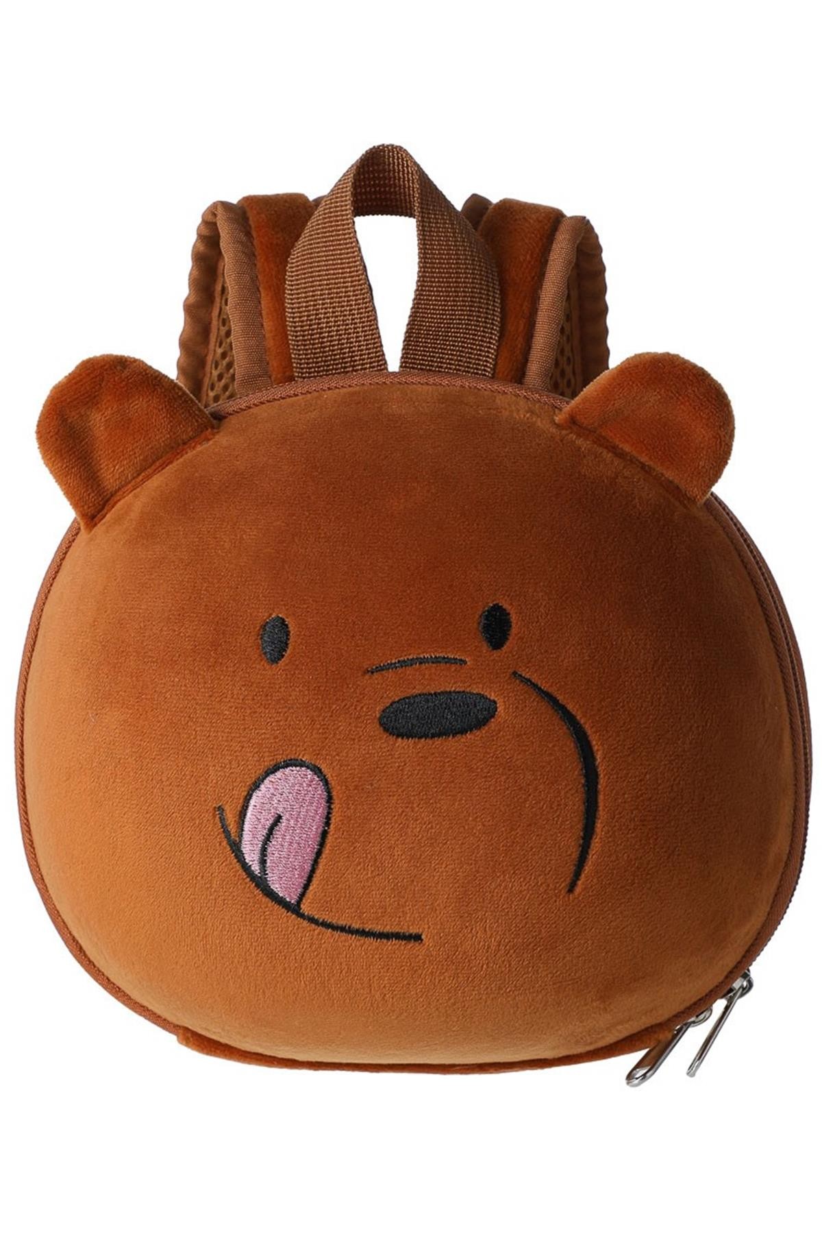 We Bare Bears Lisanslı Yuvarlak Sırt Çantası - Boz Ayı 20 Cm