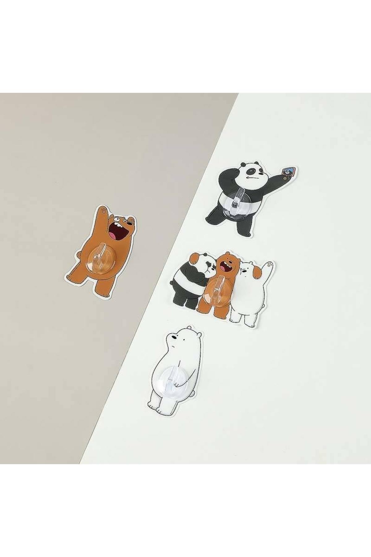 4'Lü We Bare Bears Yapışkanlı Kanca