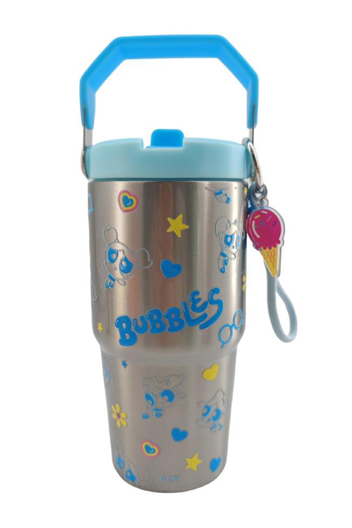 Powerpuff Girls Lisanslı Tutacaklı Paslanmaz Çelik Termos 860 ml - Bubbles