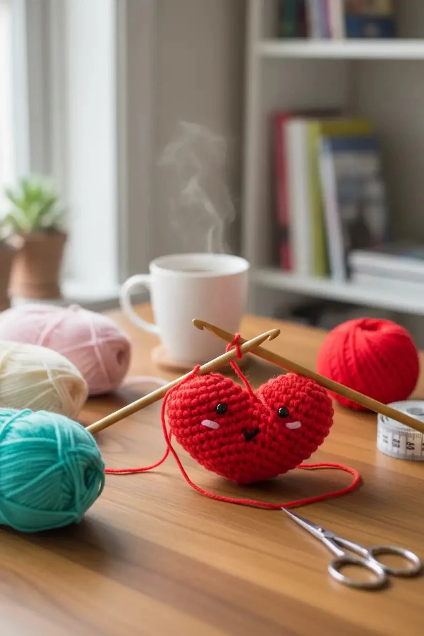 Caniko Örgü İpi Seti DIY Hobi Seti Kalp Figür Yapım