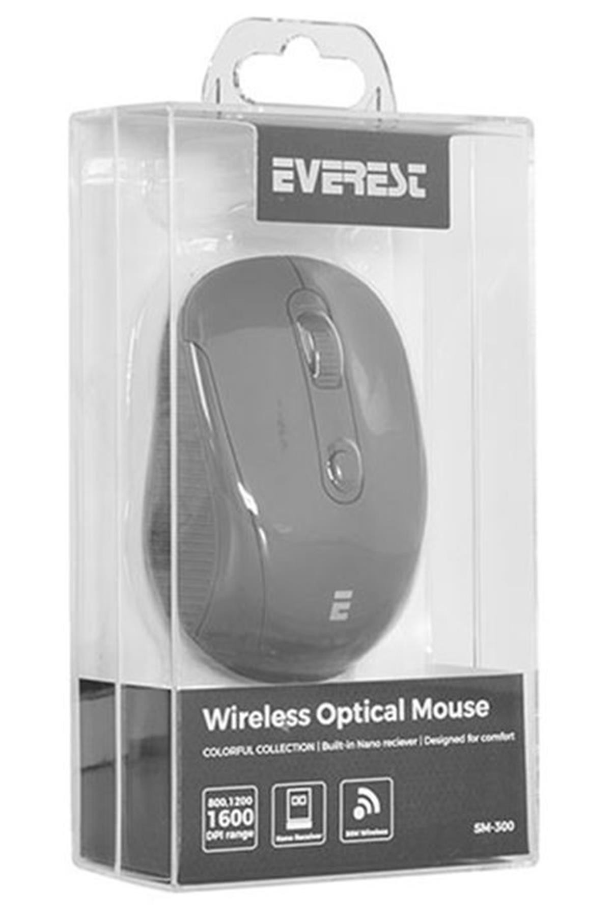 Everest Sm-300 Usb Siyah 4D Optik Alkalin Pil Kablosuz Mouse