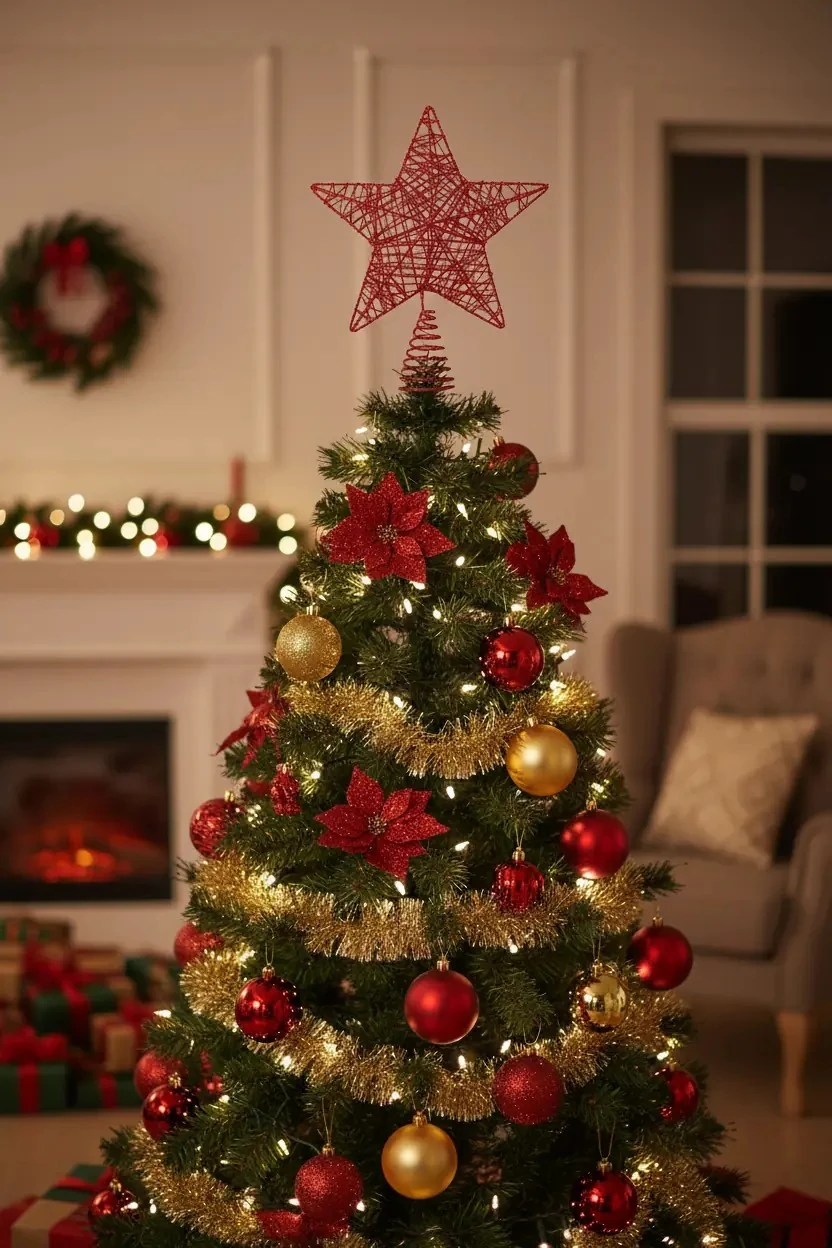 Waldern Yılbaşı Çam Ağacı Yıldız Tepeliği - Kırmızı