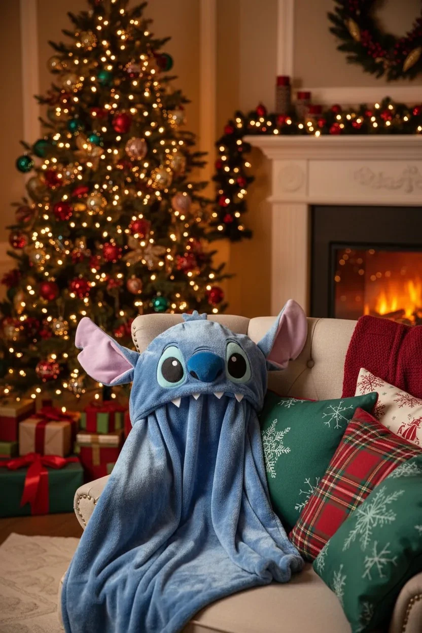 Disney Lilo & Stitch Lisanslı Ekstra Kalın Şapkalı Battaniye