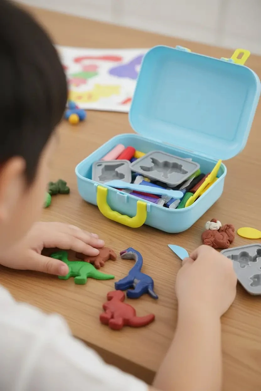 Miniso Lisanslı Bavul Modelleme Kili Seti – 12 Renk Dinozor Temalı Eğitici Oyun Seti 12,5 Cm