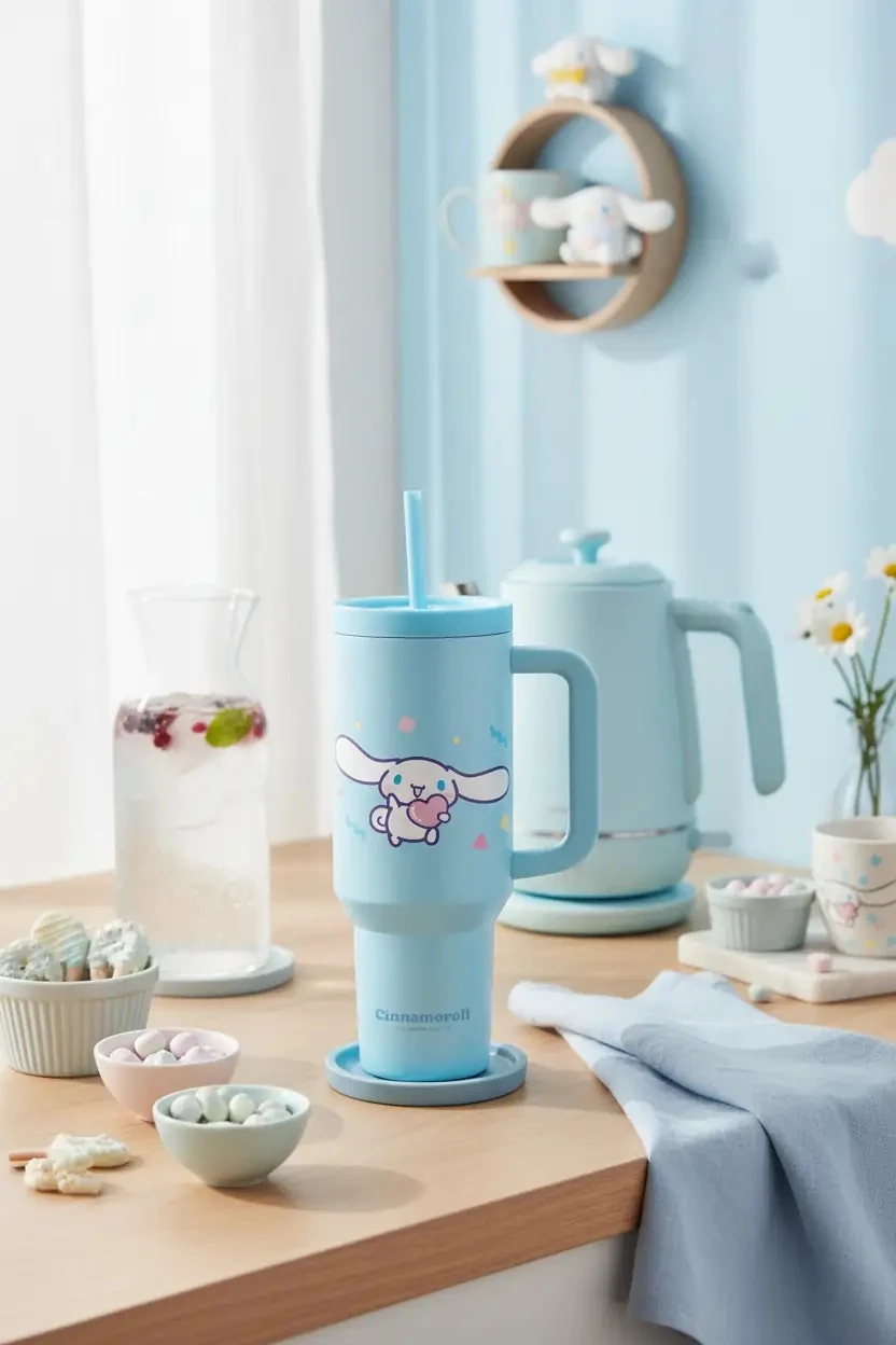Sanrio Lisanslı Cinnamoroll Termos 1200 Ml – Pipetli Çift Cidarlı Kulplu