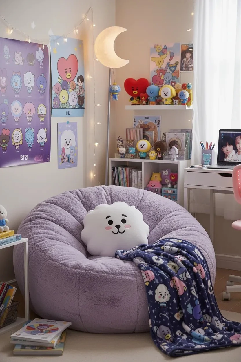 BT21 Lisanslı Peluş Yastık - Rj 37x34 Cm