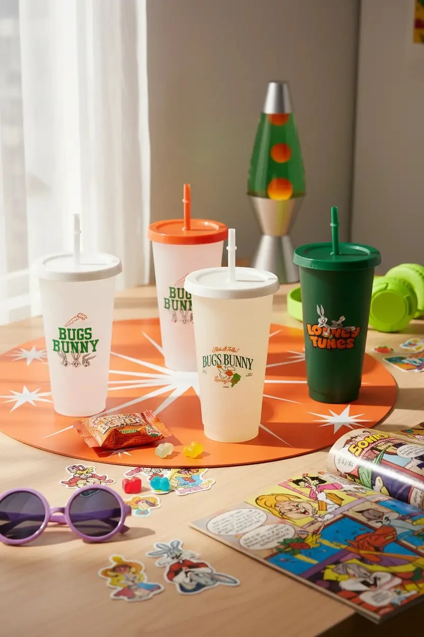 Bugs Bunny Retro Serisi Pipetli Plastik Şişe Seti