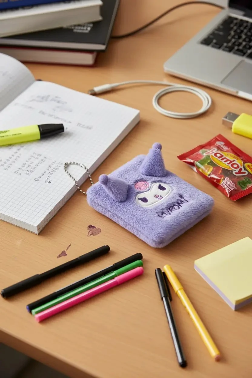 Kuromi Koleksiyonu Kolyeli Peluş Defter (64 Yaprak)