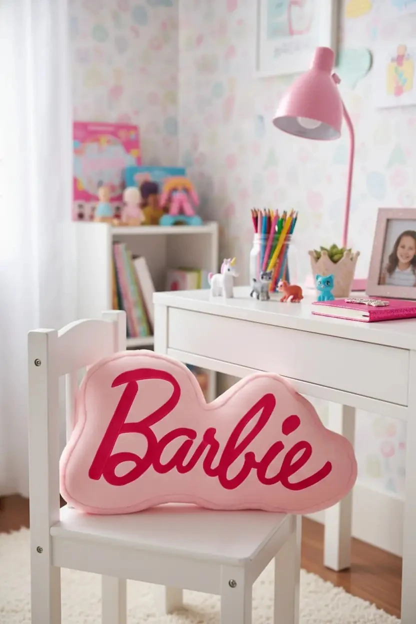 Barbie Lisanslı Yazılı Yastık 37 Cm