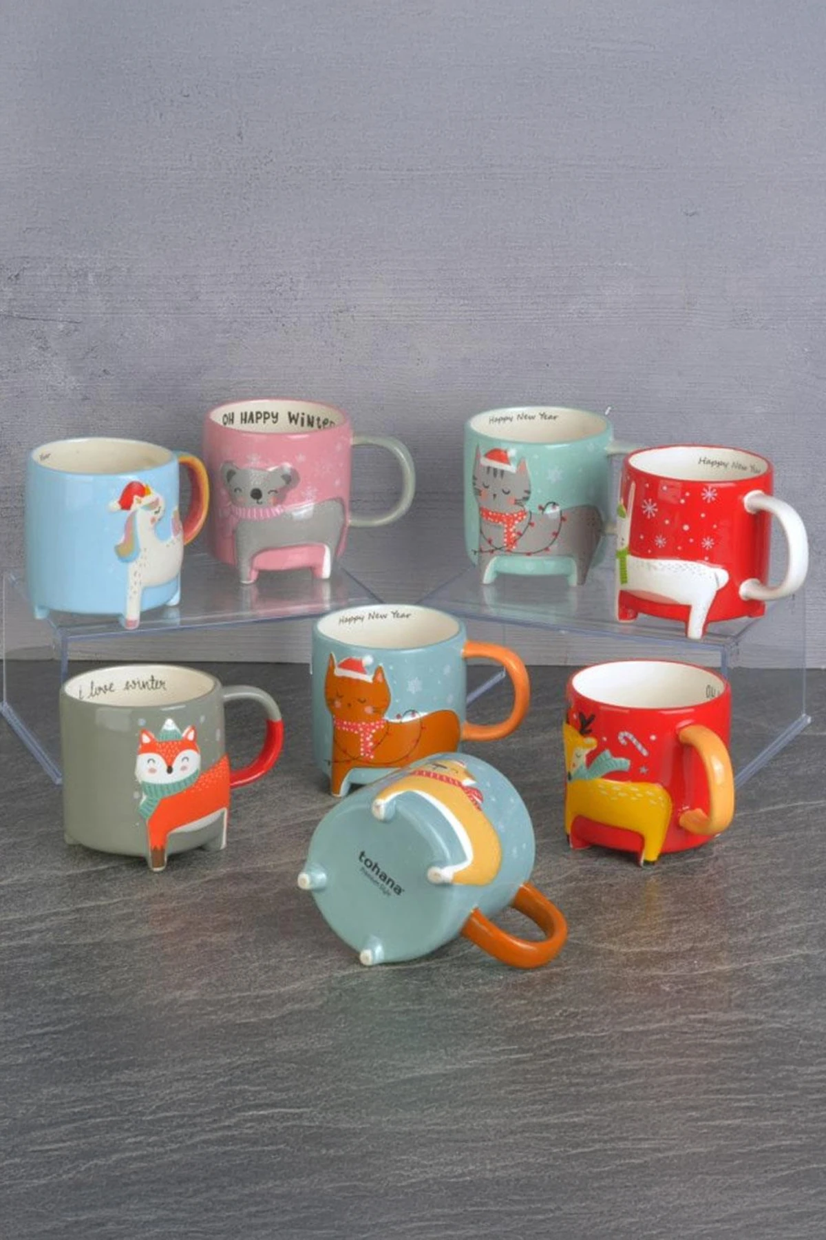 Hayvan Figürlü Yeni Yıl Temalı Kupa