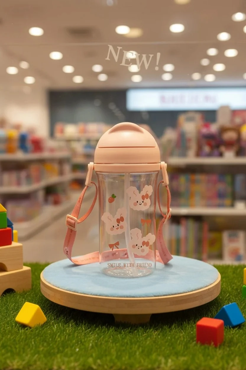 Sevimli Yavru Hayvan Serisi Plastik Suluk (400ml)