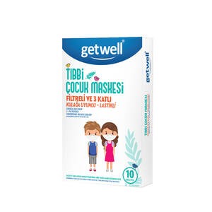 Getwell Tıbbi Çocuk Maskesi 10 Adet Beyaz