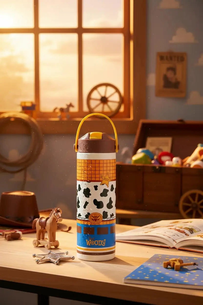 Disney Pixar Woody Koleksiyonu Pipetli Çift Cidarlı Paslanmaz Çelik Şişe