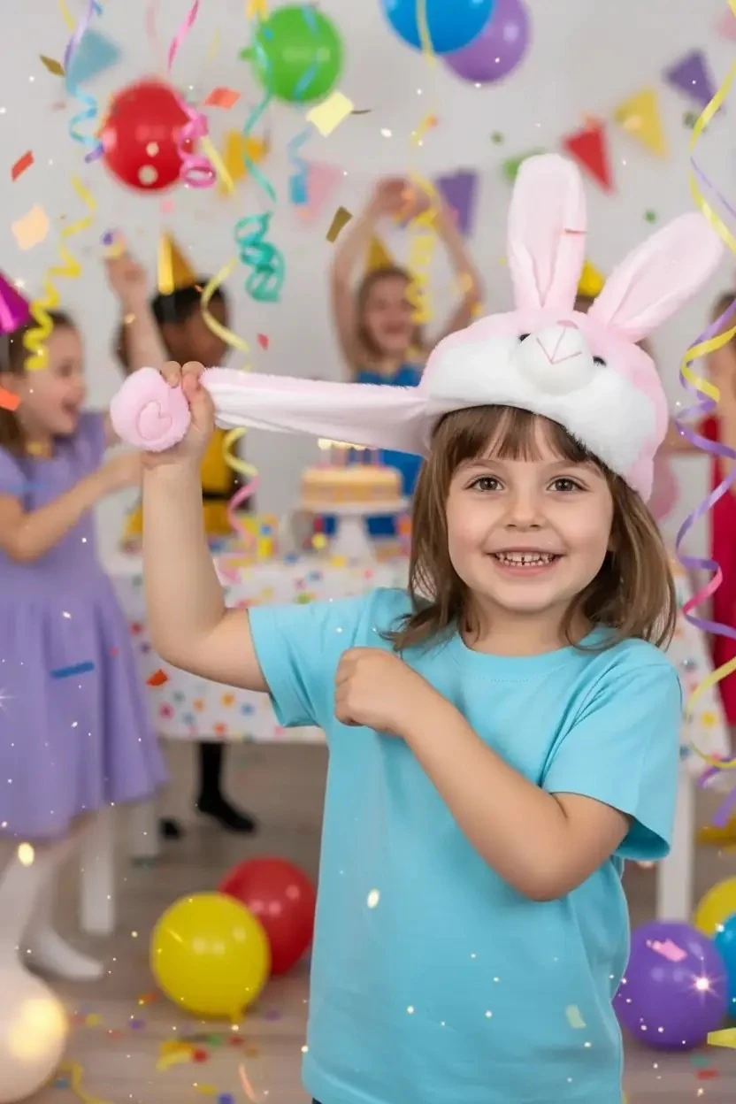 Kulakları Hareket Eden Peluş Şapka Tavşan – Eğlenceli Ve Yumuşak Peluş Çocuk Şapkası