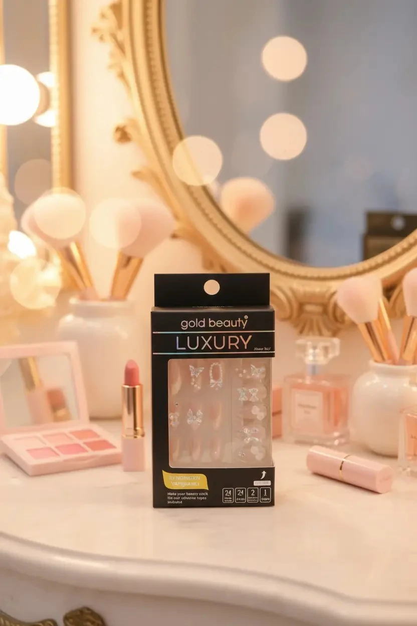 Gold Beauty Taşlı Takma Tırnak