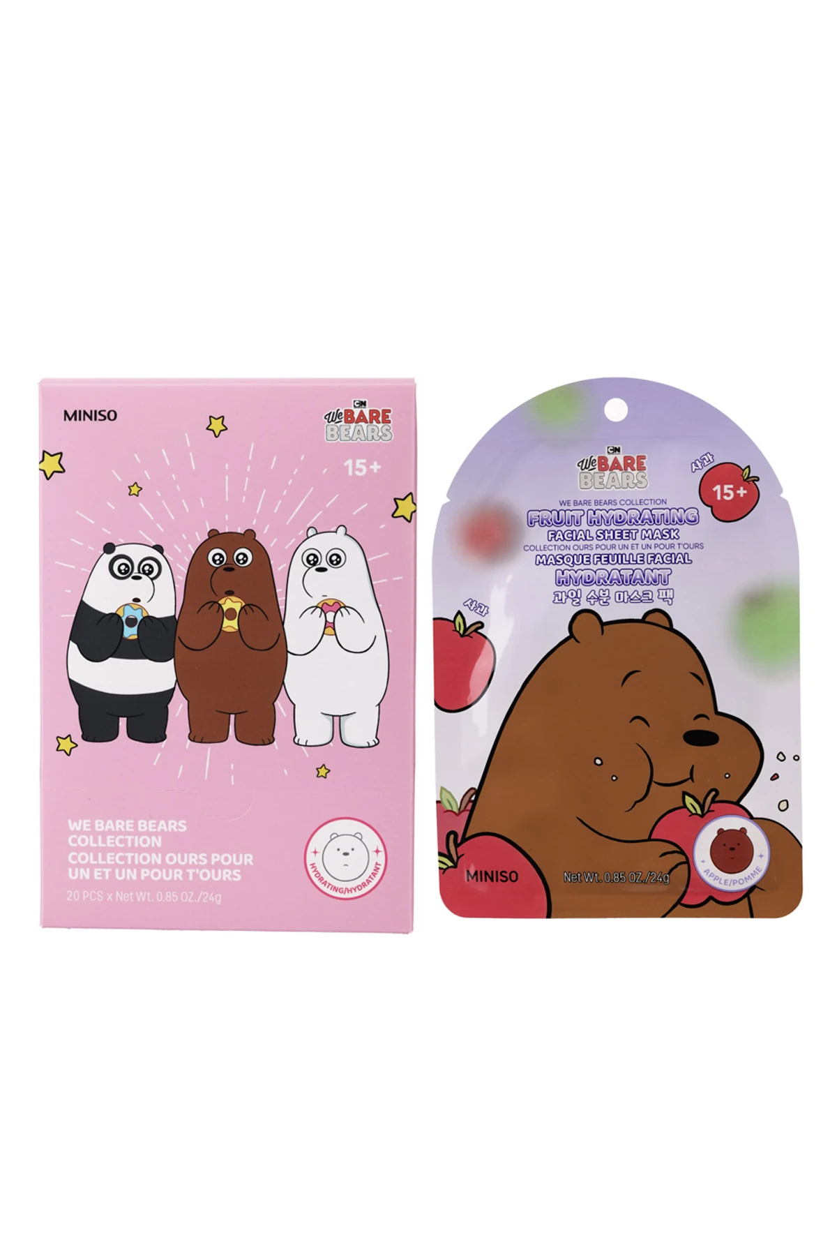 We Bare Bears Lisanslı Meyveli Nemlendirici Kağıt Maske (Elm