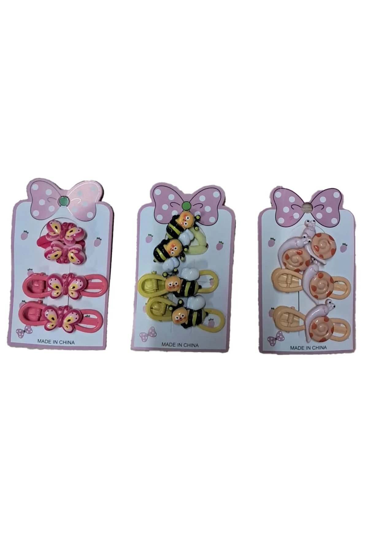 Çocuk Karışık Kıstırmalı Tokalar Arı, Kelebek, Salyangoz 