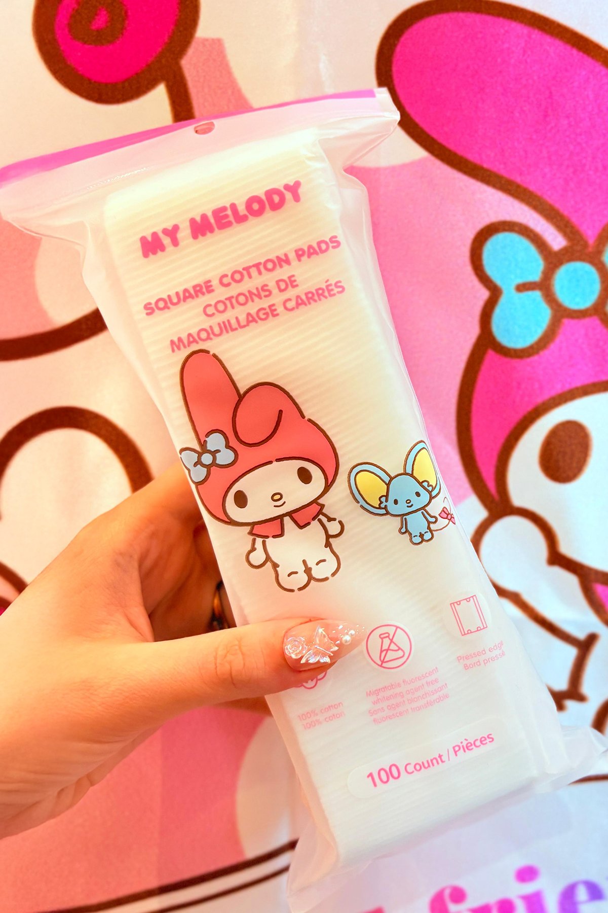 Sanrio Lisanslı My Melody Kare Makyaj Temizleme Pamuğu