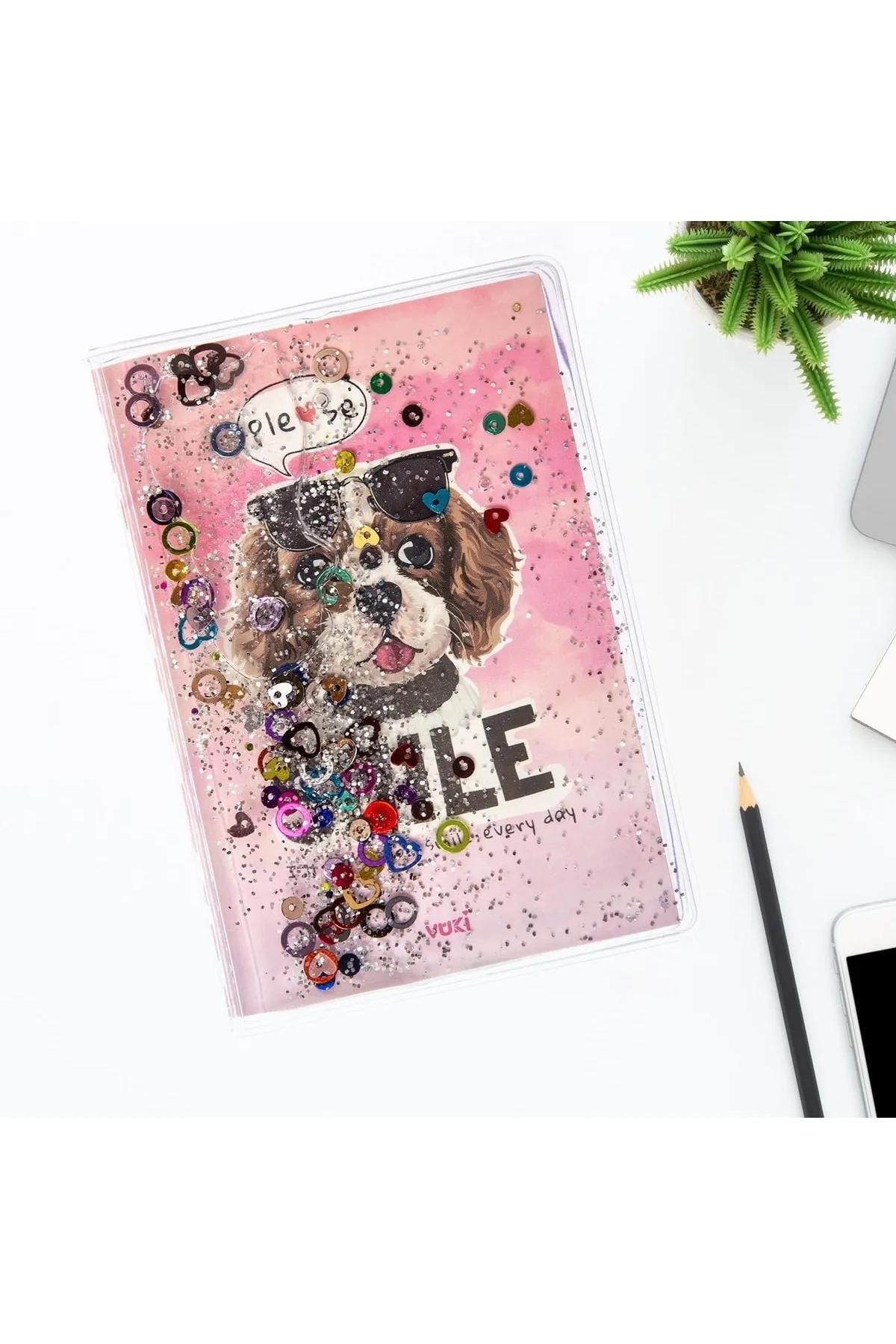 Vuki Simli Ve Sulu Kapaklı Renkli Sayfalı Desenli Mini Defter-Köpek (Outlet)