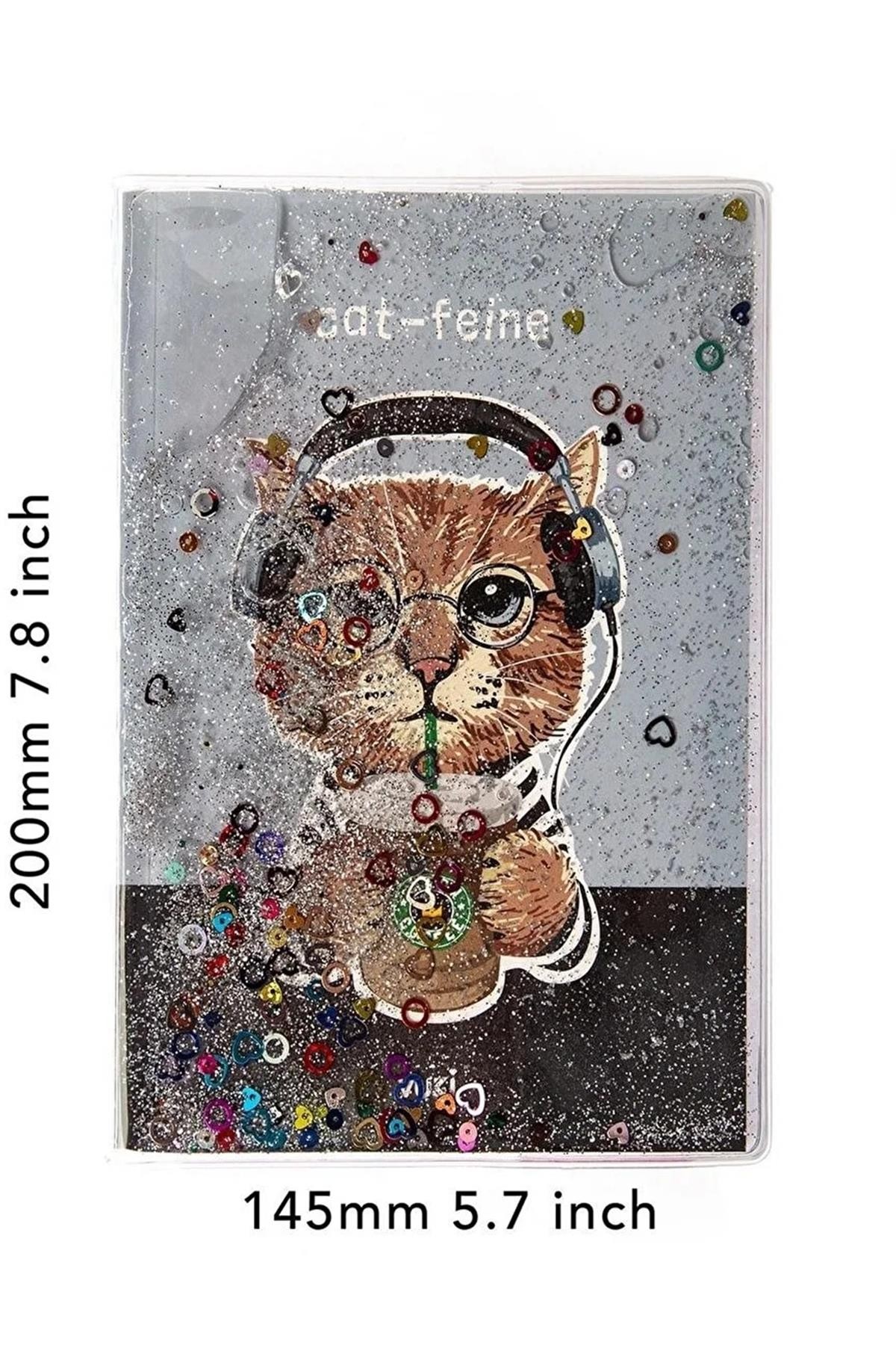 Vuki Simli Ve Sulu Kapaklı Desenli A5 Defter-Kedi