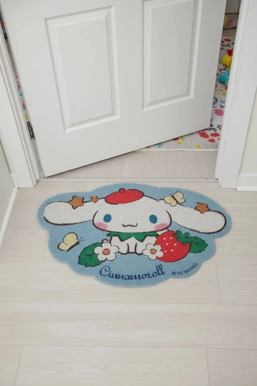 Sanrio Lisanslı Cinnamoroll Çilek Figürlü Küçük Halı