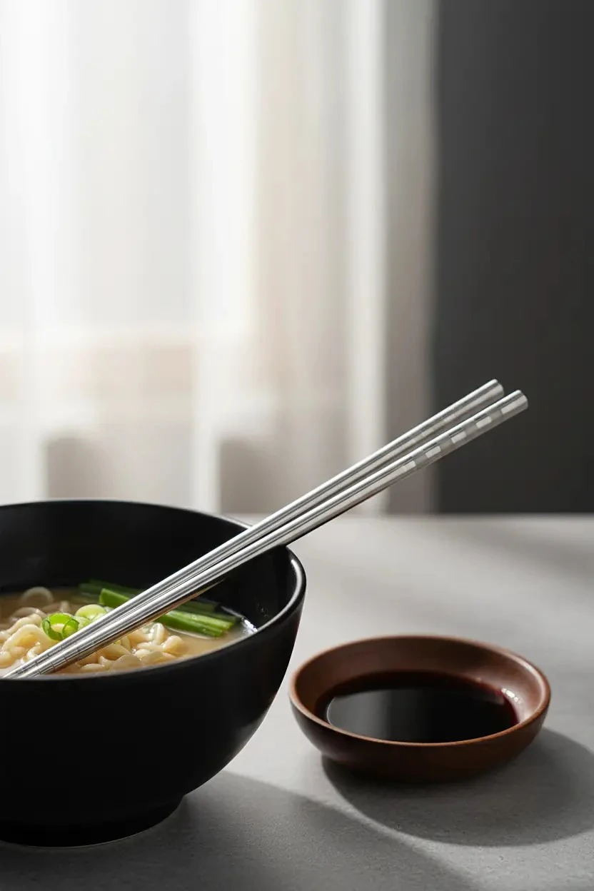 Miniso Lisanslı Dama Desenli Çelik Chopstick 23 Cm – Modern Tasarım